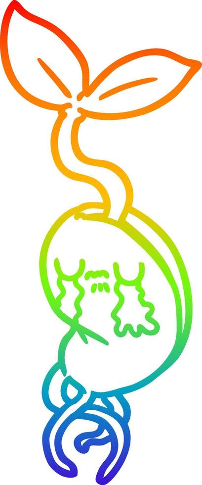 rainbow gradient line drawing cartoon sprouting seedling vector