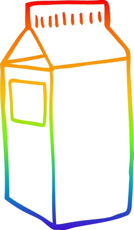 dibujo de línea de gradiente de arco iris cartón de leche de dibujos animados vector