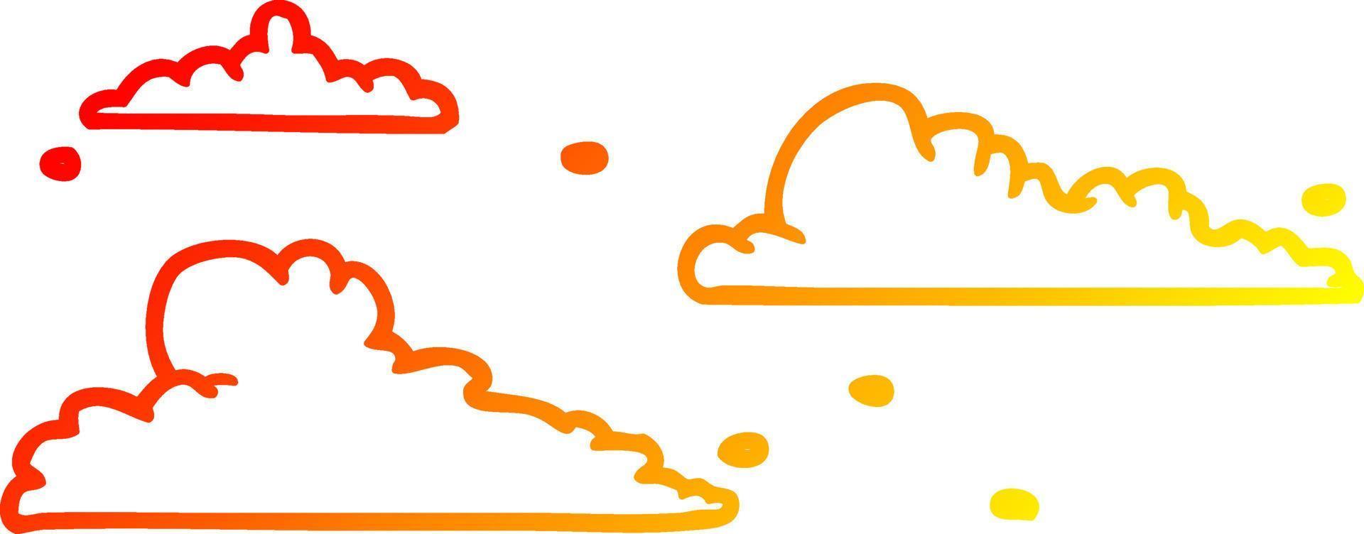 warm gradient line drawing clouds drifting by vector