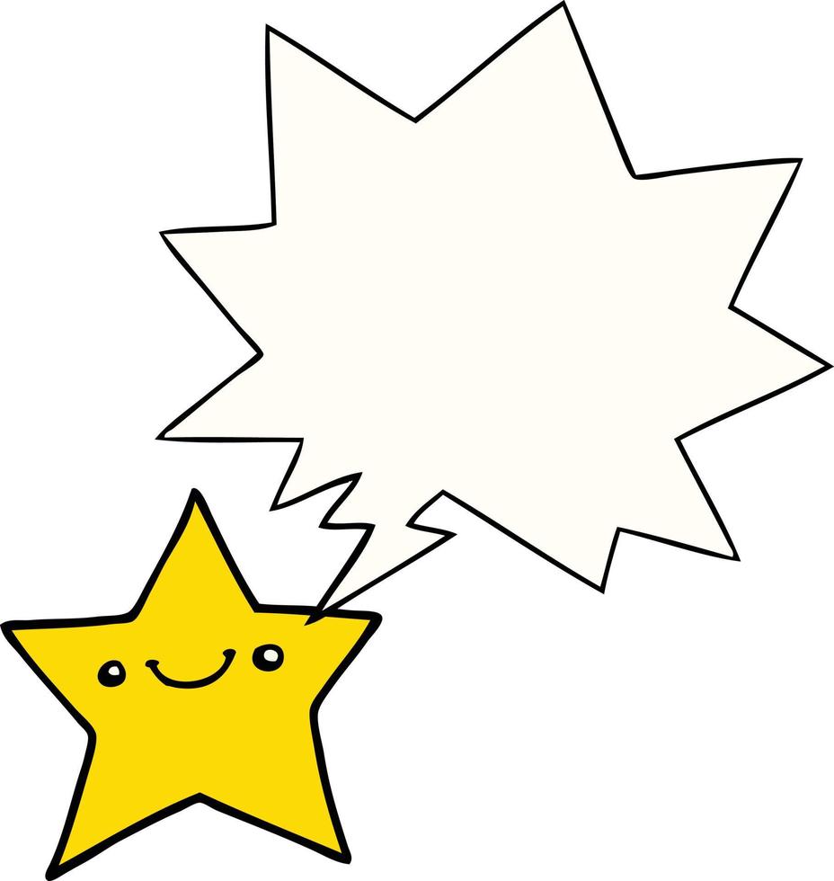 happy cartoon star and speech bubble vector