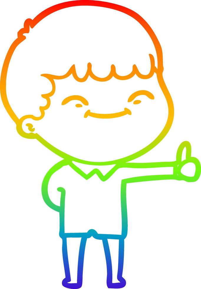 rainbow gradient line drawing cartoon happy boy vector
