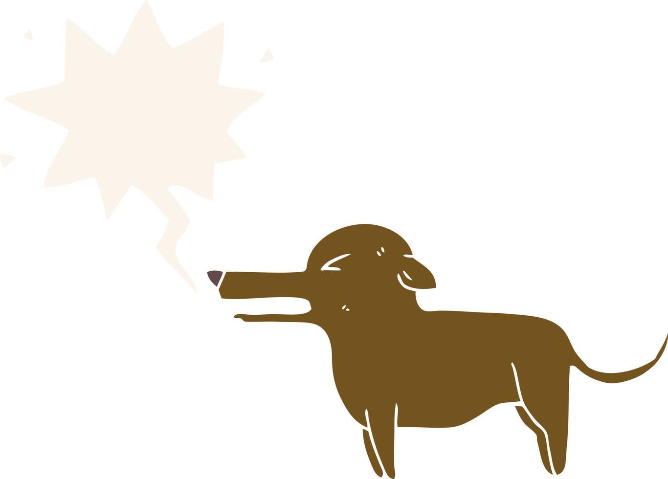 perro de dibujos animados y bocadillo de diálogo en estilo retro vector