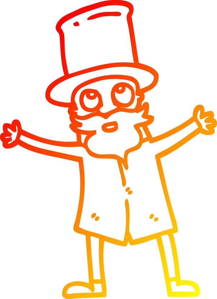 warm gradient line drawing cartoon victorian man vector