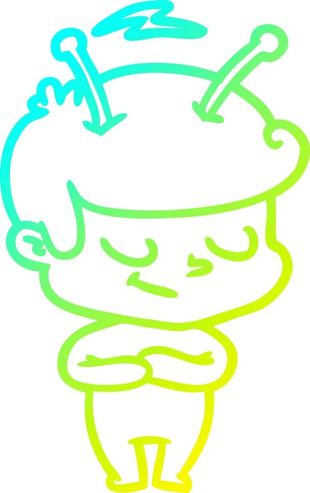cold gradient line drawing friendly cartoon spaceman vector