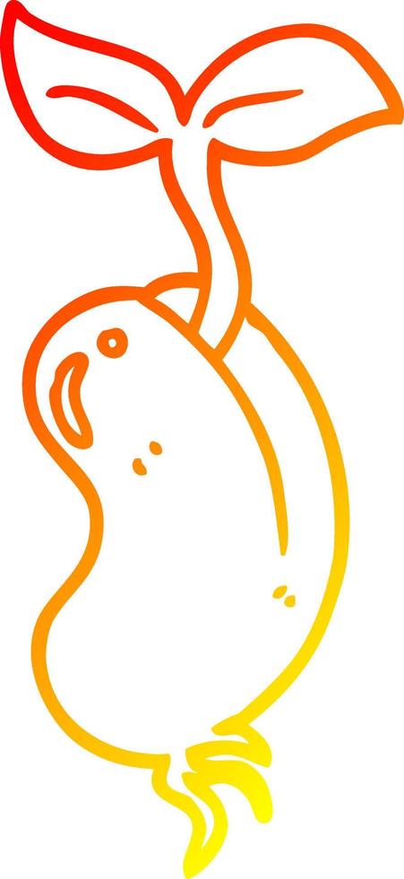 warm gradient line drawing cartoon sprouting seed vector