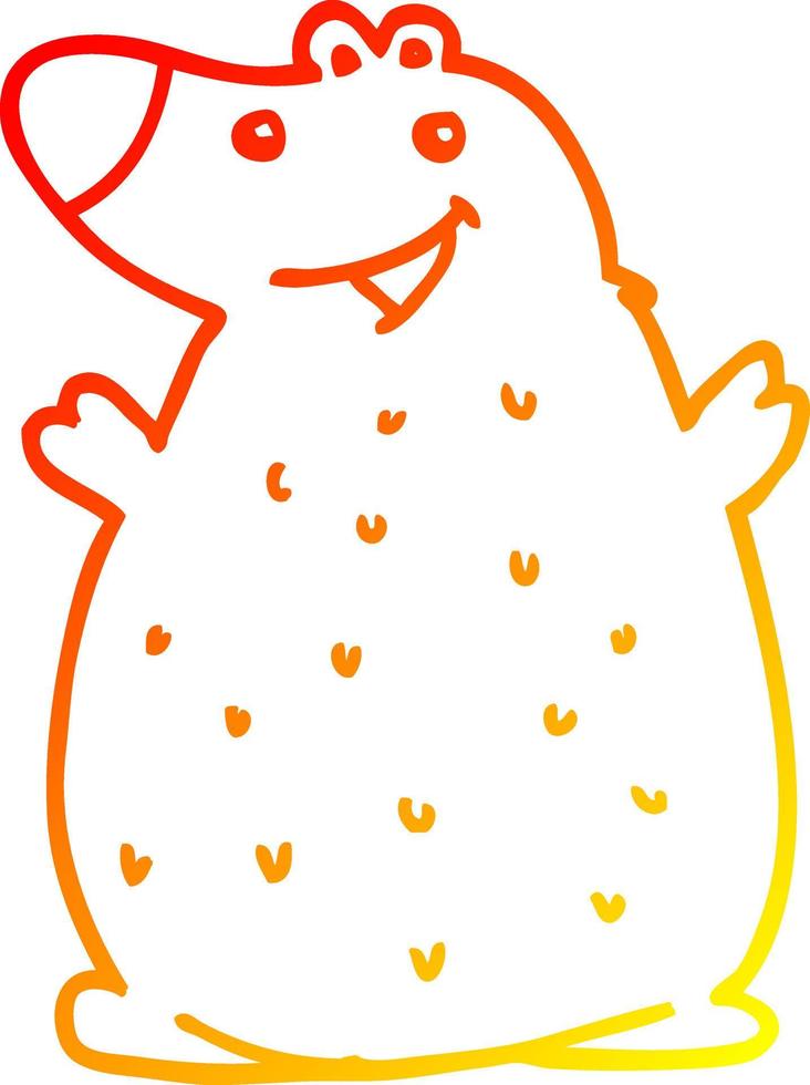 warm gradient line drawing cartoon happy bear vector