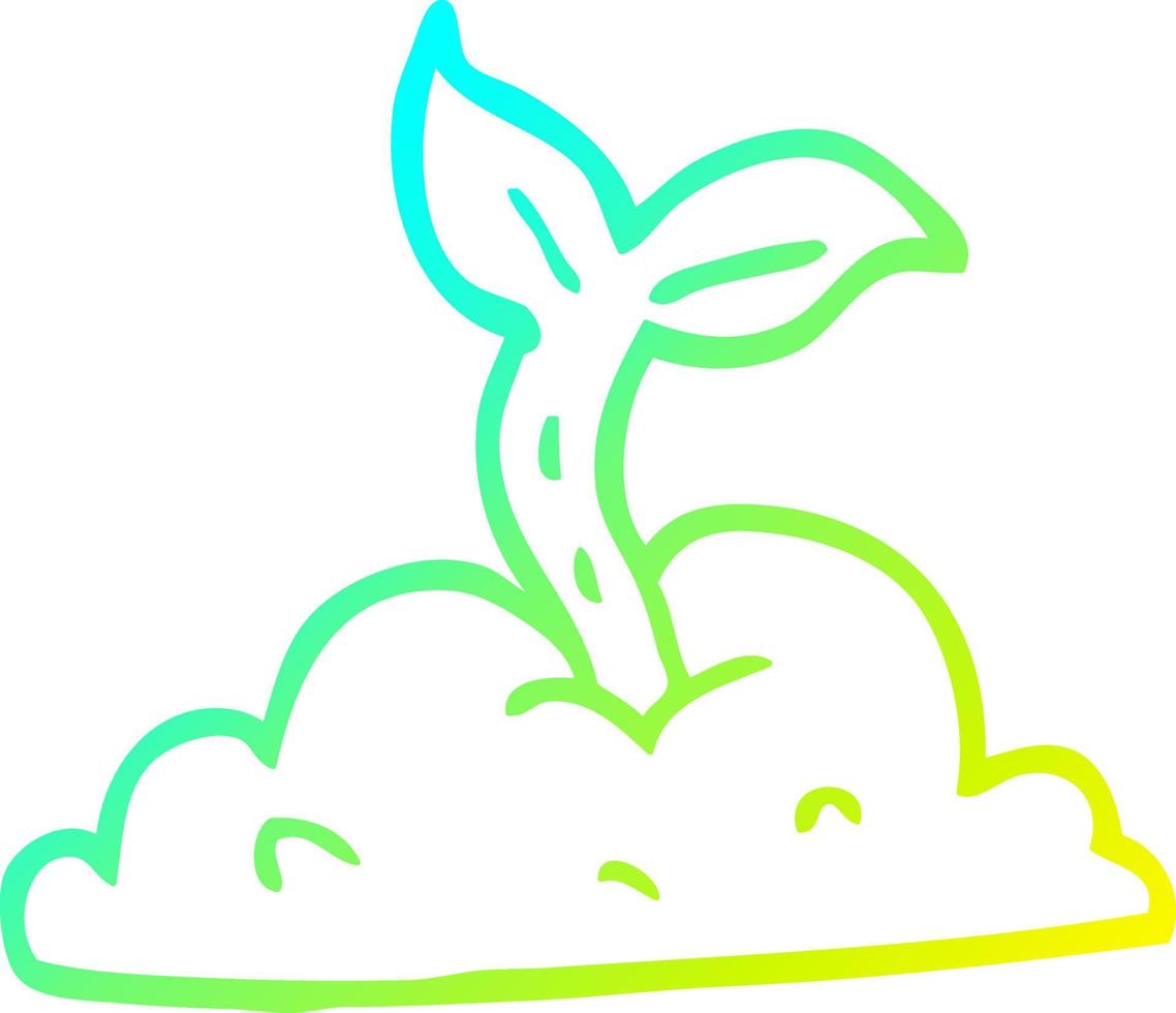 cold gradient line drawing cartoon growing seedling vector