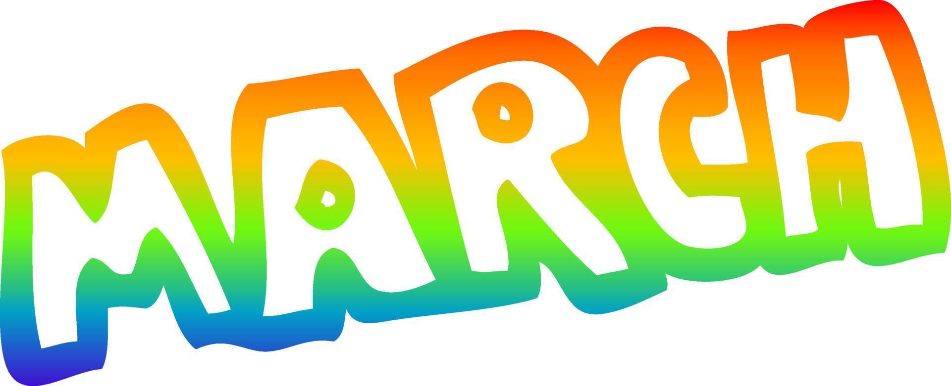 rainbow gradient line drawing cartoon month of march vector