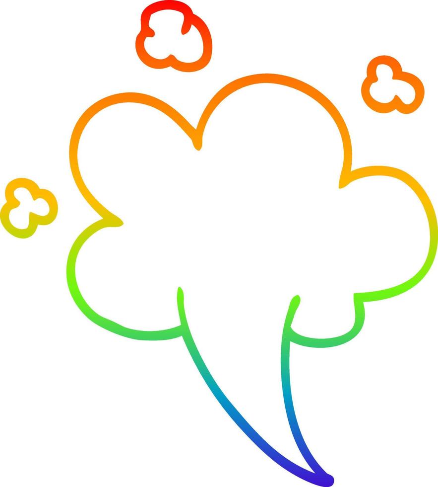 dibujo de línea de gradiente de arco iris nube de silbido de dibujos animados vector