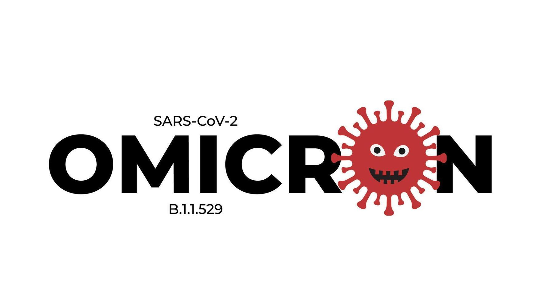 Omicron variant of coronavirus Covid-19. Pandemic of virus SARS-CoV-2. Vector template for typography poster, banner, flyer, etc
