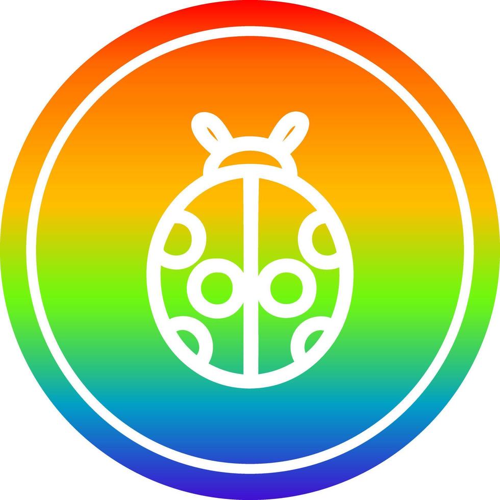cute ladybug circular in rainbow spectrum vector