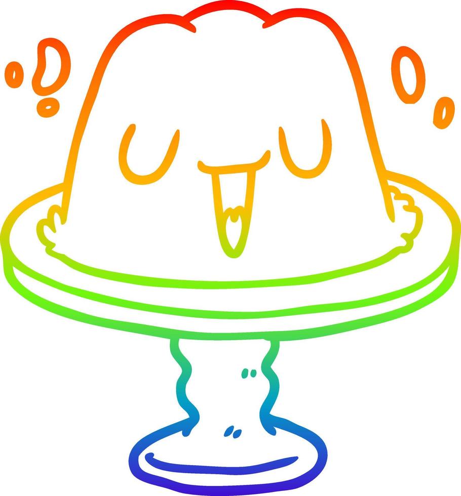 rainbow gradient line drawing jelly on plate wobbling vector