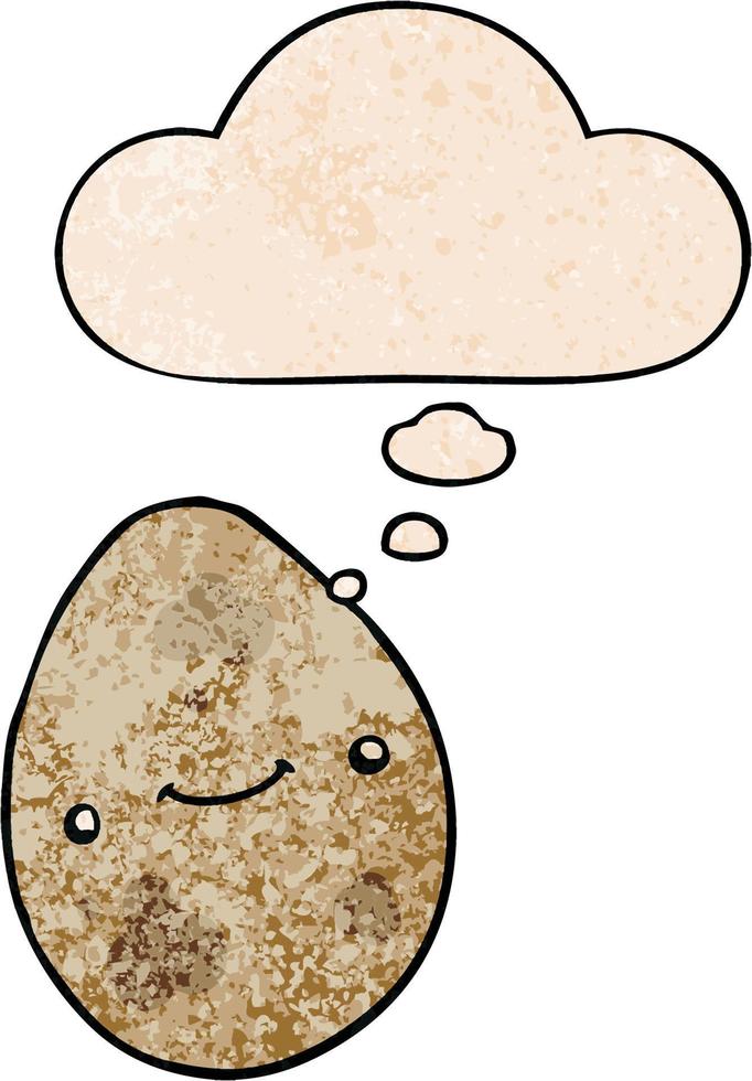 cartoon egg and thought bubble in grunge texture pattern style vector