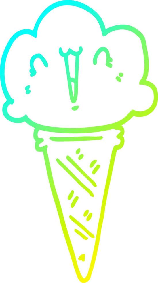 cold gradient line drawing cartoon ice cream with face vector