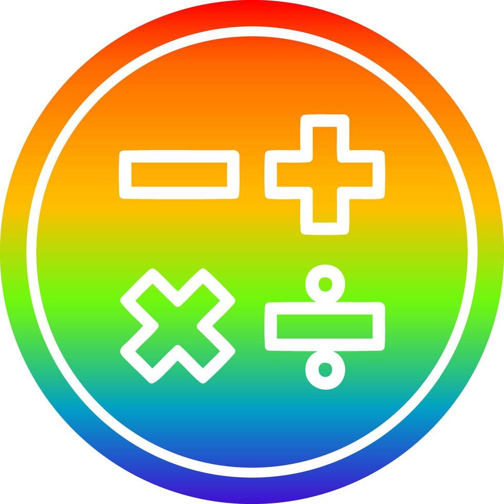 math symbols circular in rainbow spectrum vector