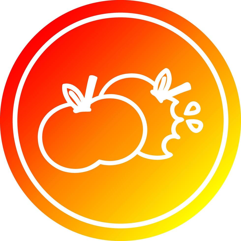 bitten apples circular in hot gradient spectrum vector