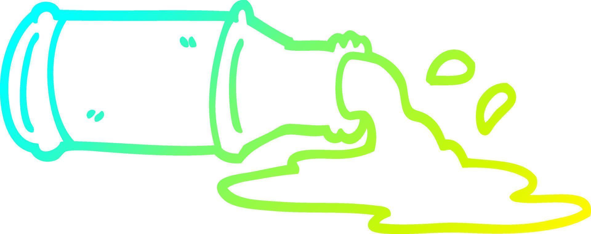 cold gradient line drawing cartoon spilled beer vector