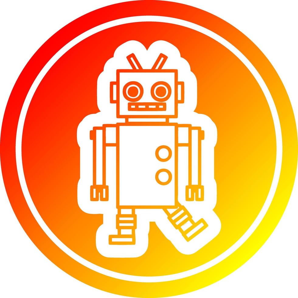 dancing robot circular in hot gradient spectrum vector