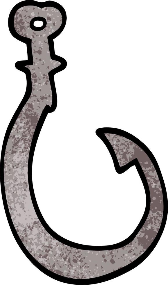 cartoon doodle big fish hook vector