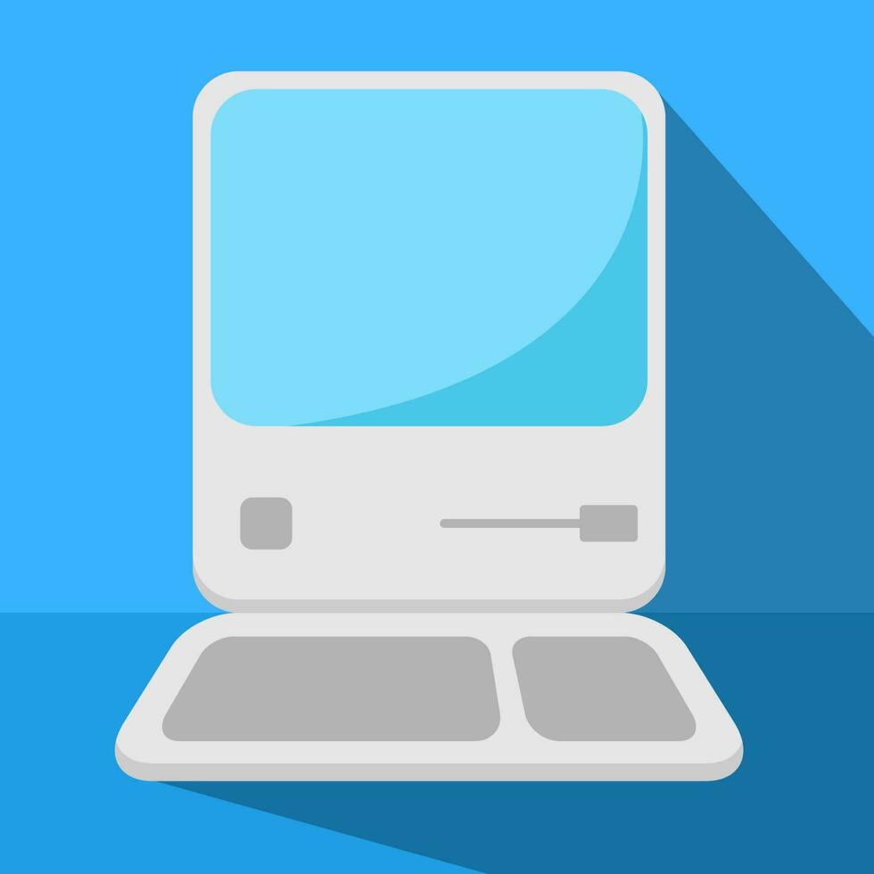 retro computer vector illustration on blue background