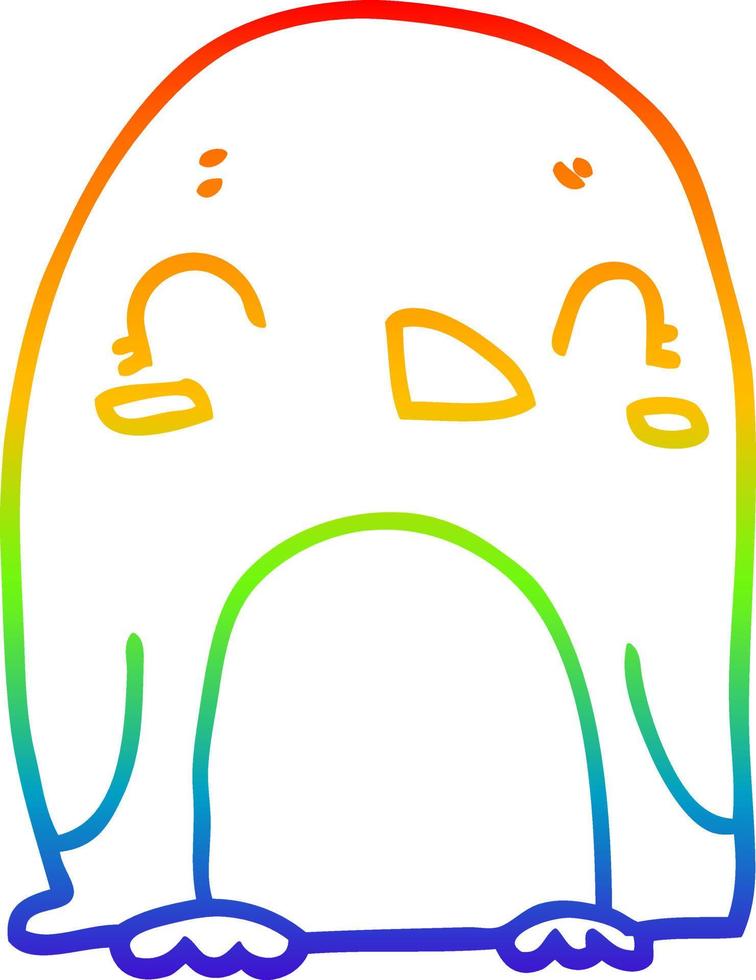 rainbow gradient line drawing cartoon penguin vector