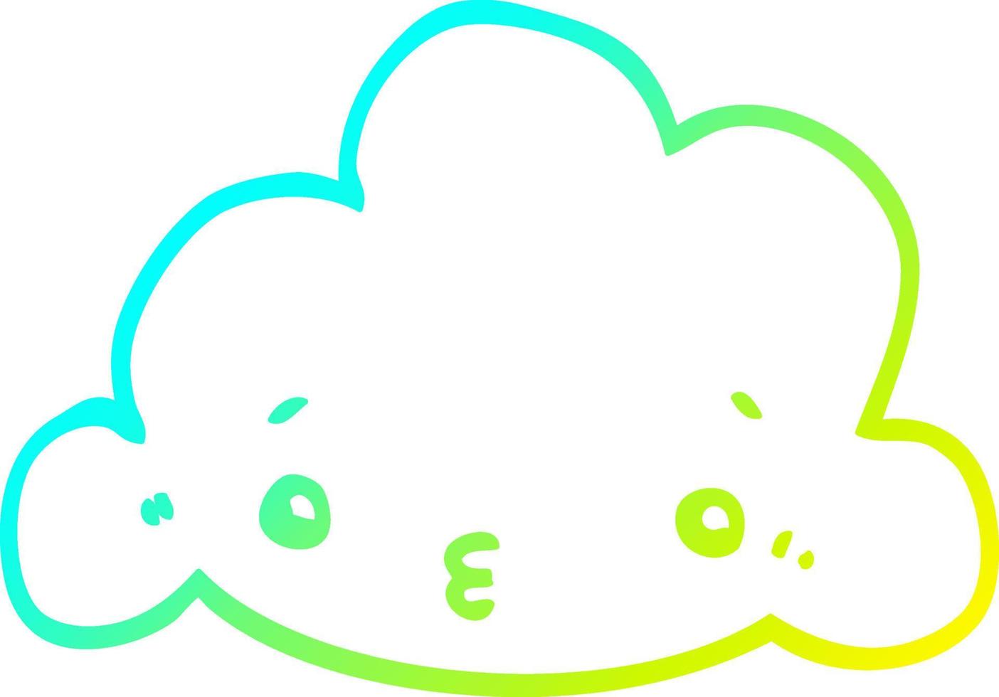 cold gradient line drawing cartoon cloud vector