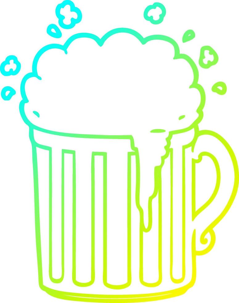 cold gradient line drawing cartoon mug of beer vector