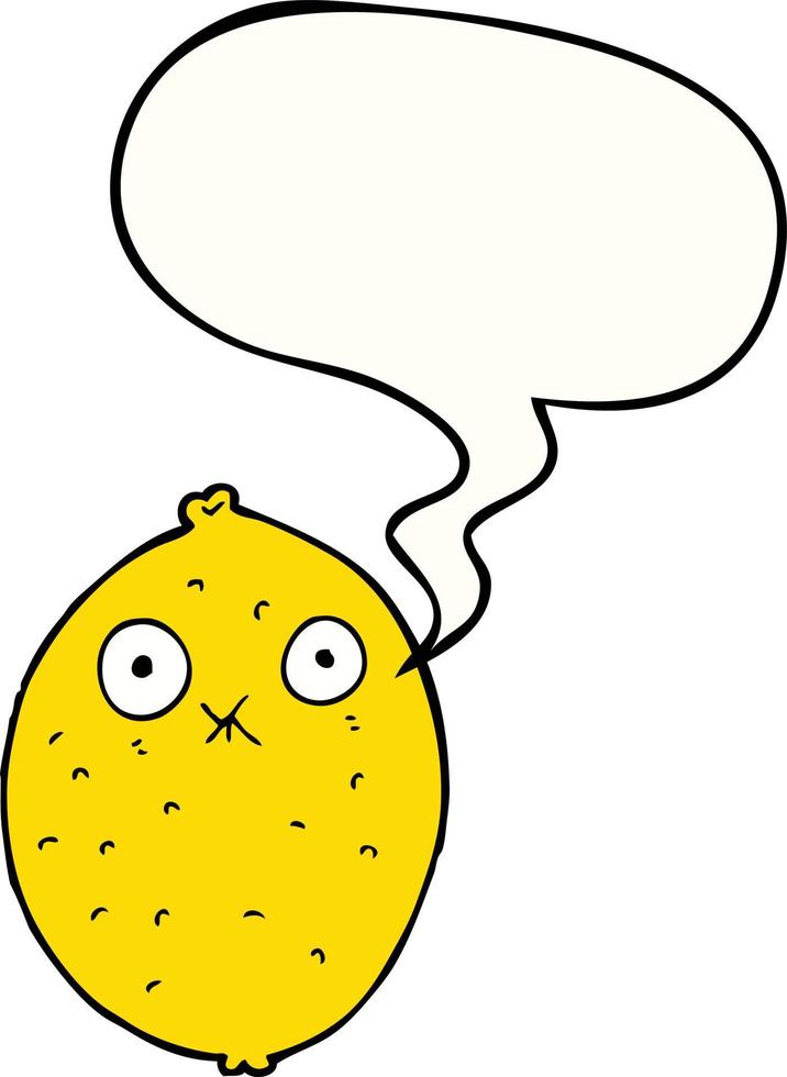 cartoon bitter lemon and speech bubble vector