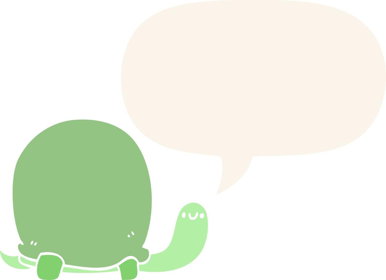 cute cartoon tortoise and speech bubble in retro style vector
