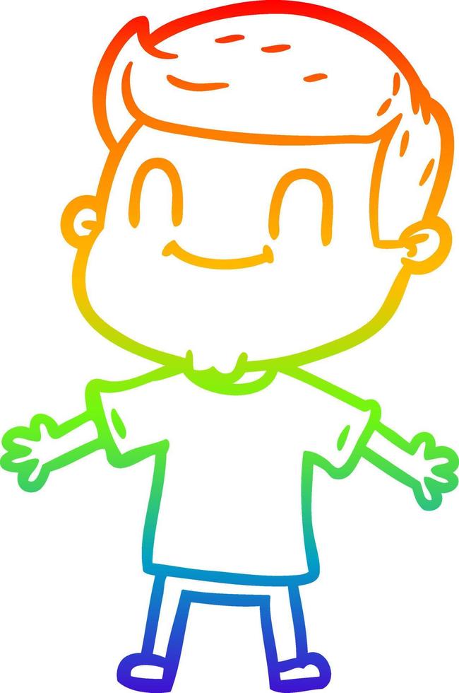 rainbow gradient line drawing cartoon friendly man vector