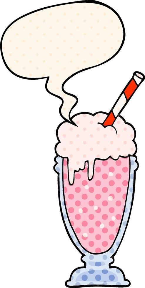 cartoon milkshake and speech bubble in comic book style vector