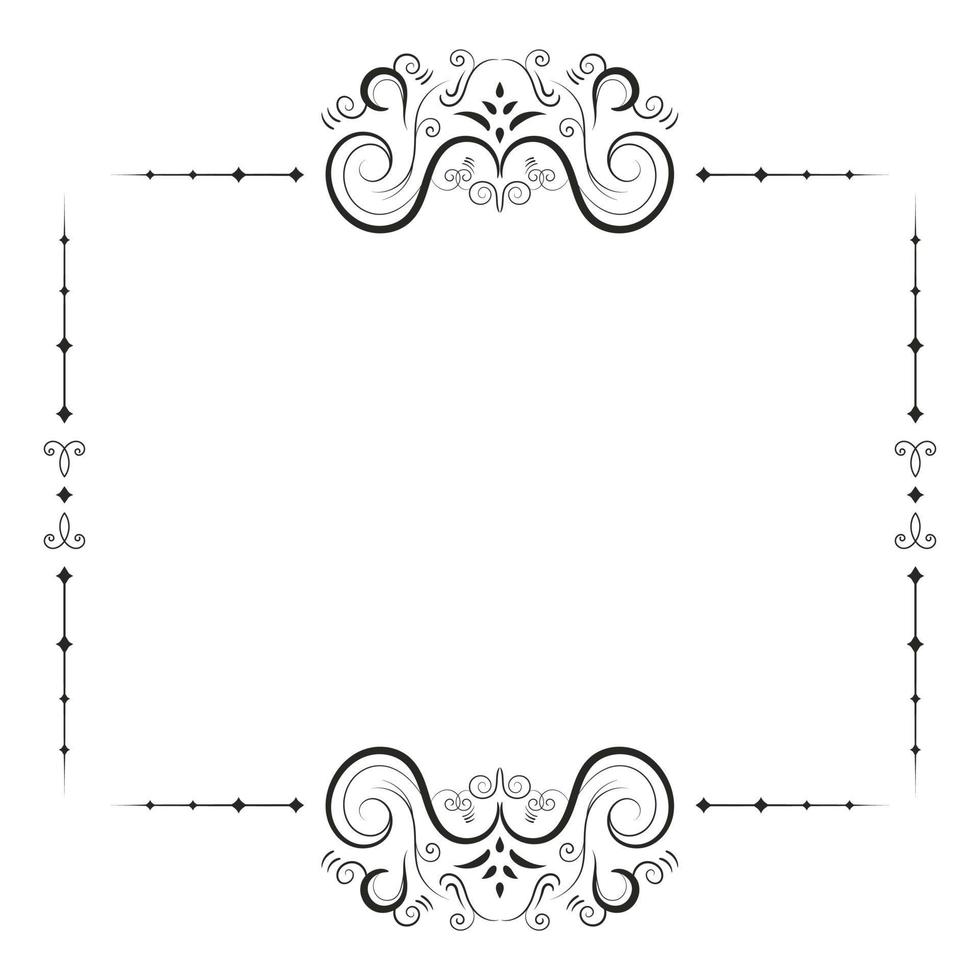 Calligraphic Decorative frame rectangular background with Ornamental golden design, vintage border frame vector