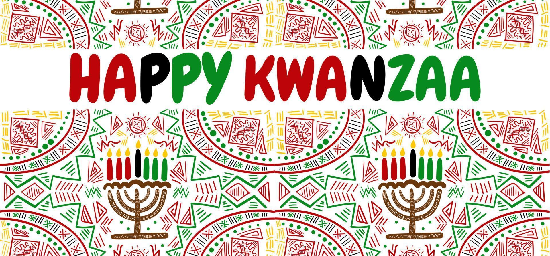 Happy Kwanzaa banner, social media post African American traditional celebration, vector