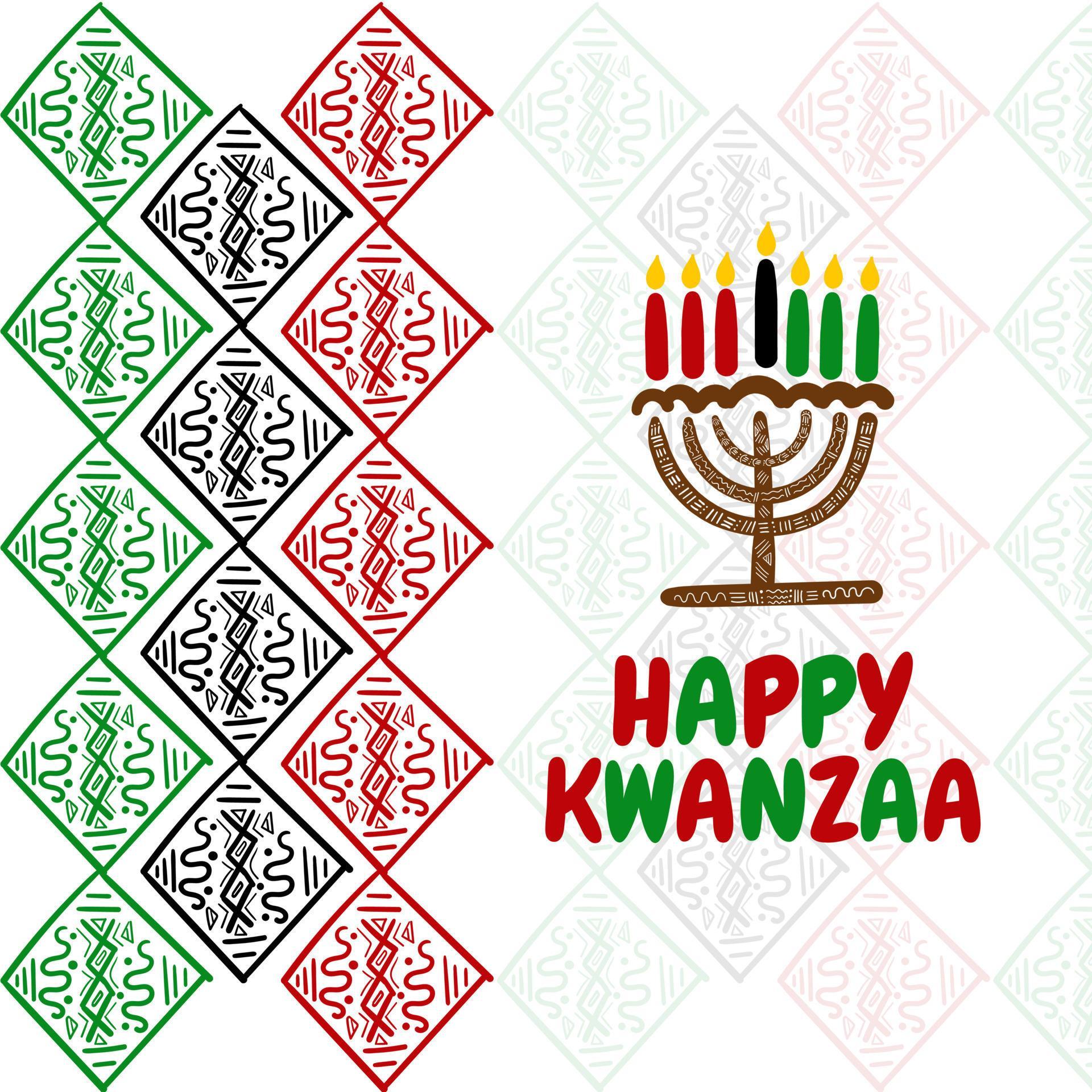 Happy Kwanzaa banner, social media post African American traditional