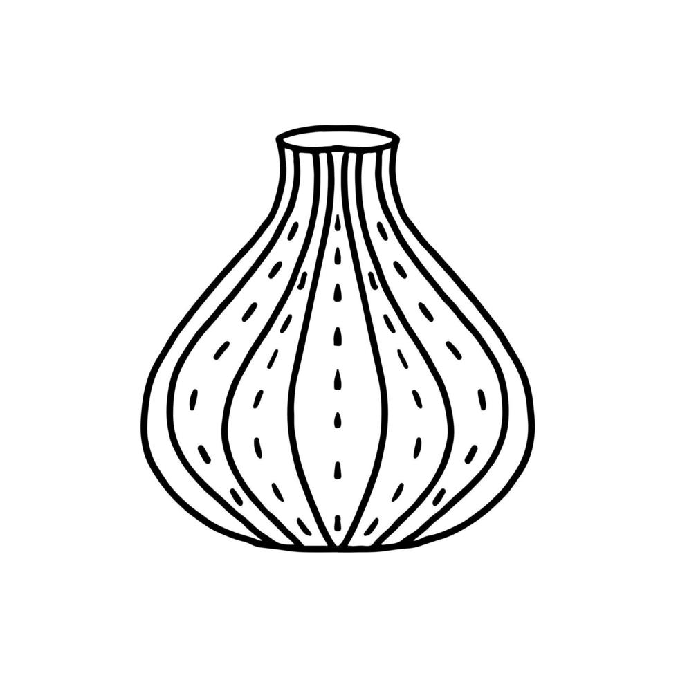 Ceramic vase in doodle style. Hand drawn image for print, sticker, web, various designs. Vector element.