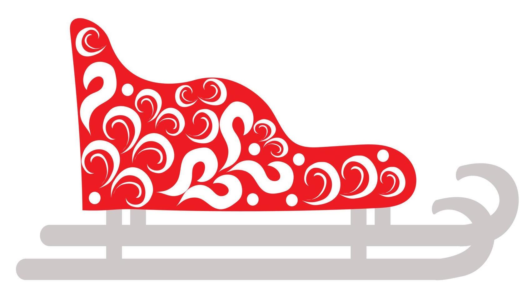 Red sleigh with a pattern. Vector illustration isolated on white background.