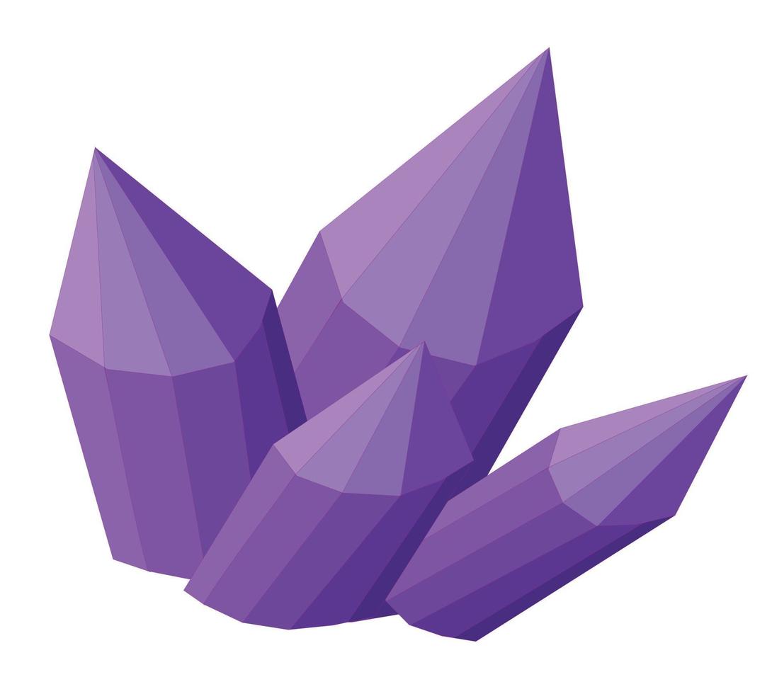 beautiful purple crystal. Vector illustration isolated on white background.beautiful purple crystal. Vector illustratbeautiful purple crystal. on isolated on white background.