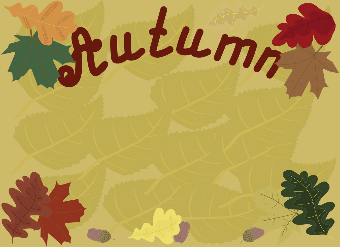 tarjeta de regalo con hojas coloridas e inscripción otoño. vector stock illustration.gift card con hojas coloridas e inscripción otoño. ilustración de stock vectorial.