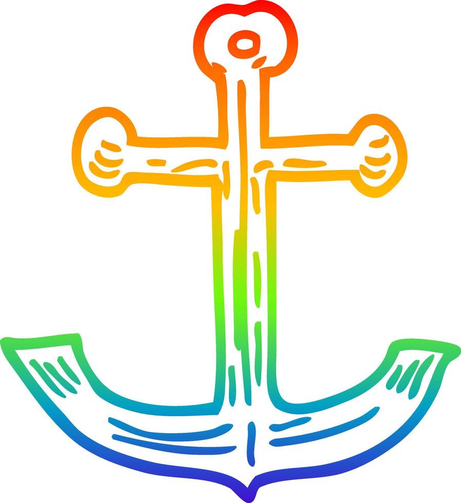 arco iris gradiente línea dibujo dibujos animados barcos ancla vector