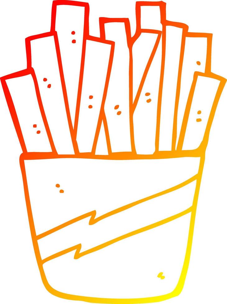 warm gradient line drawing cartoon box of fries vector