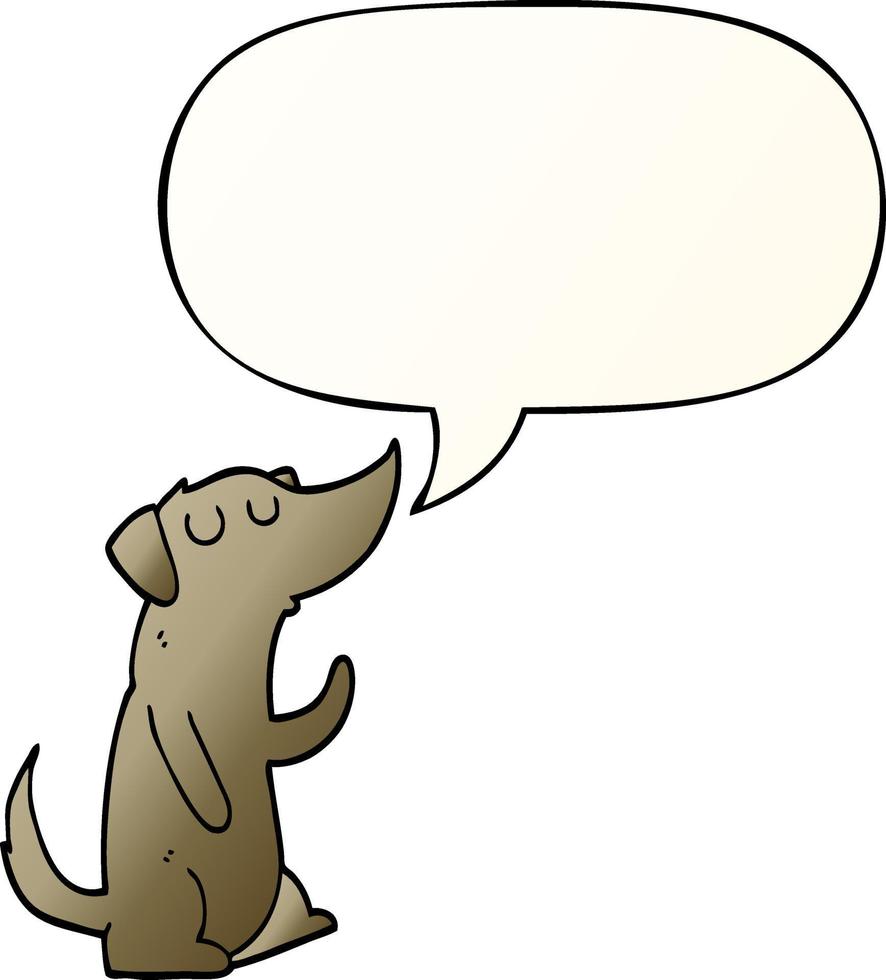 cartoon dog and speech bubble in smooth gradient style vector