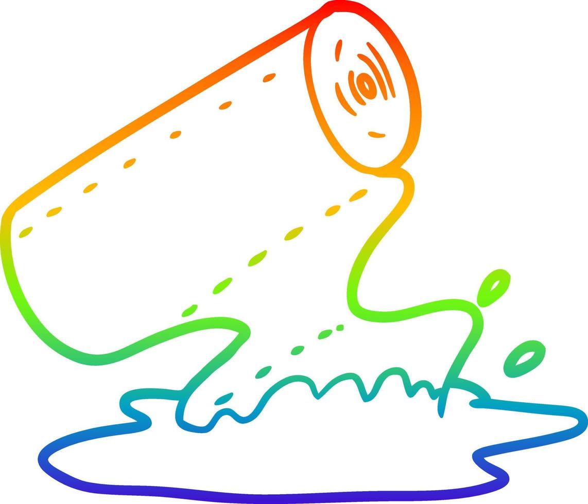 rainbow gradient line drawing cartoon kitchen towel soaking up spill vector
