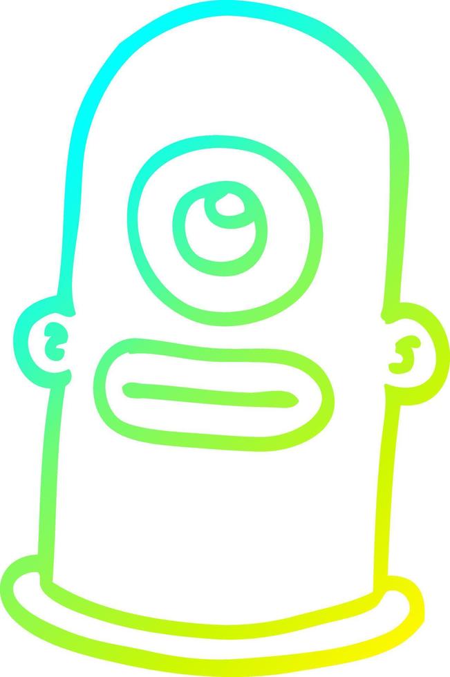 cold gradient line drawing cartoon alien man vector