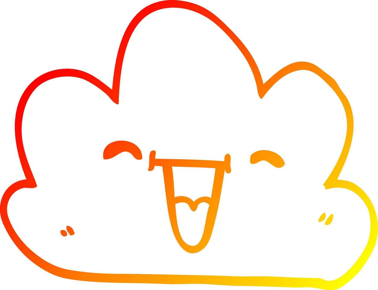 warm gradient line drawing cartoon happy grey cloud vector