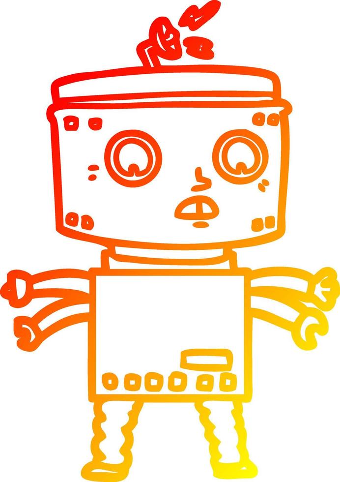 warm gradient line drawing cartoon robot vector