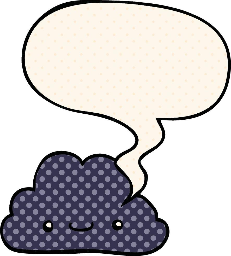 cute cartoon cloud and speech bubble in comic book style vector