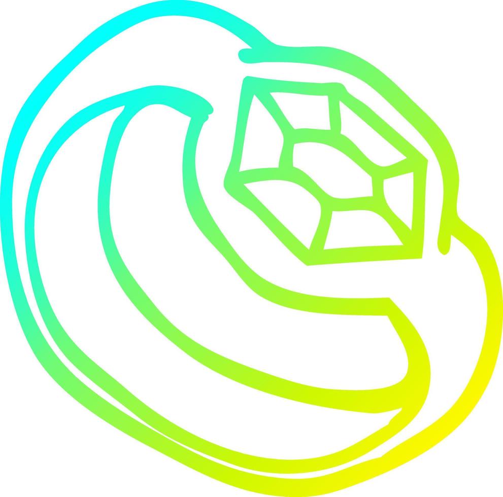 cold gradient line drawing cartoon diamond ring vector