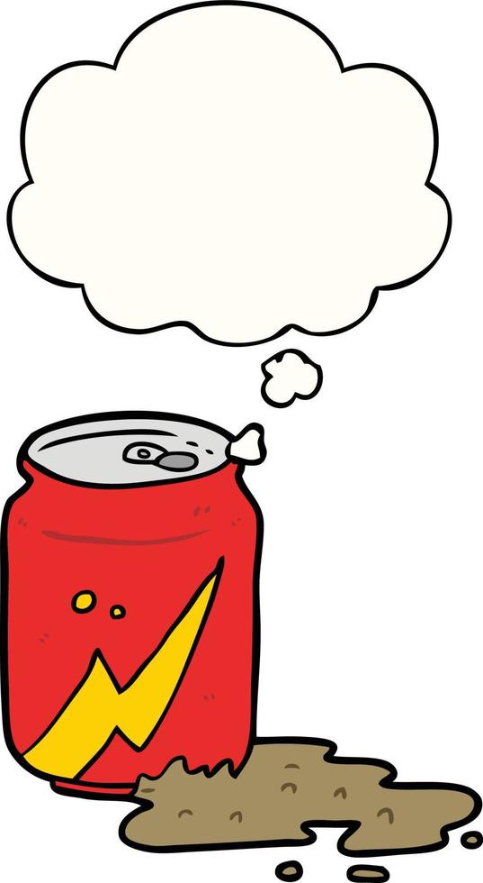 cartoon soda can and thought bubble vector