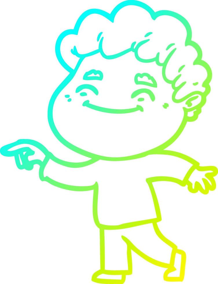 cold gradient line drawing cartoon friendly man vector