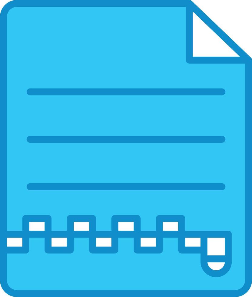 Zip File Line Filled Blue vector
